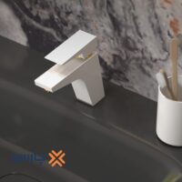 شیر روشویی کسری مدل کنکورد سفید طلایی